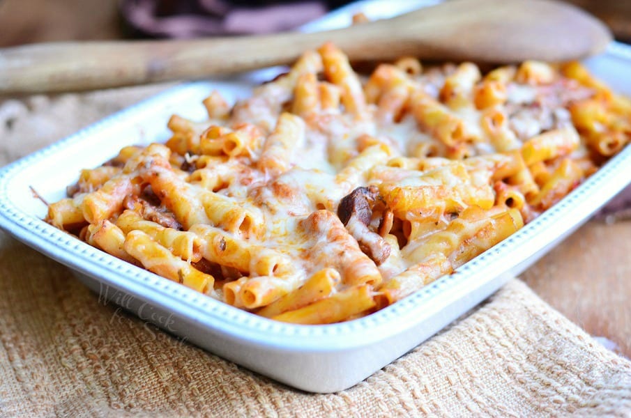 Italian Cheese Steak Baked Ziti | from willcookforsmiles.com