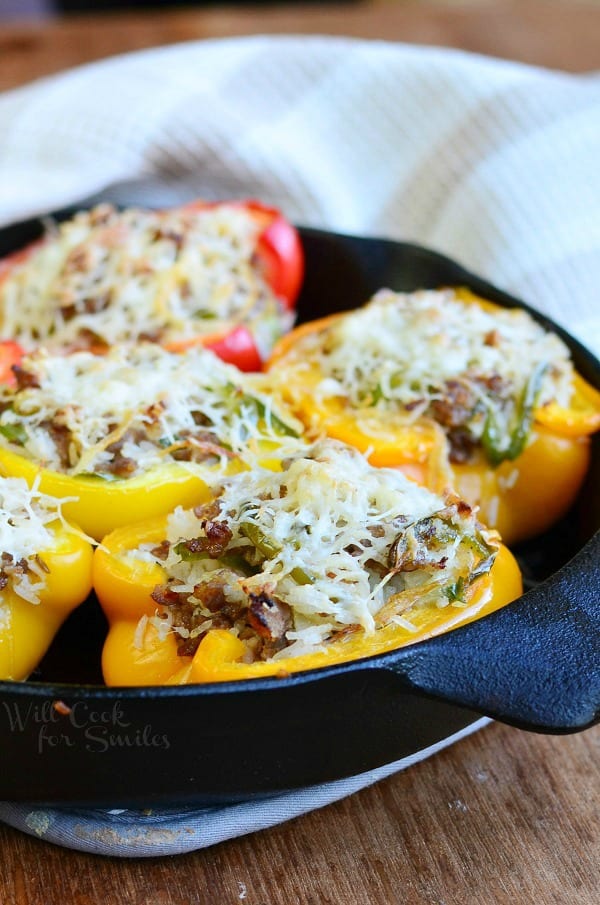 Sausage & Onion Stuffed Peppers 1 from willcookforsmiles.com