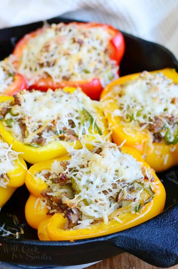 Sausage & Onion Stuffed Peppers 2 from willcookforsmiles.com