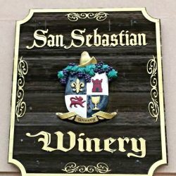 San Sebastian Winery sign on side of building