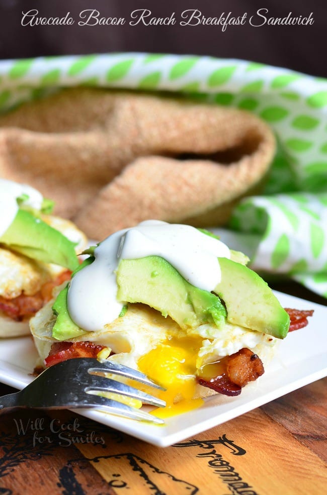 Avocado Bacon Ranch Breakfast Sandwich 1 from willcookforsmiles.com