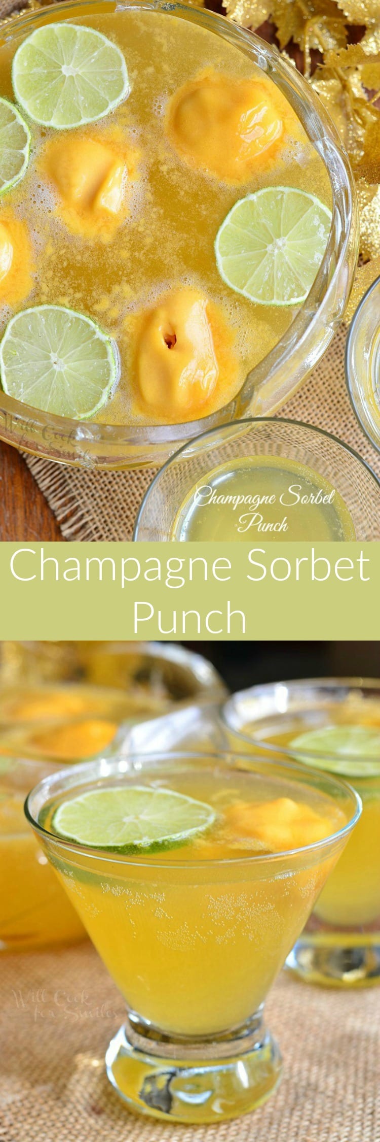 Champagne Sorbet Punch. Amazing Champagne Punch made with addition of sorbet, simple syrup and flavored vodka. Very simple party cocktail that will bring a festive touch to any table.