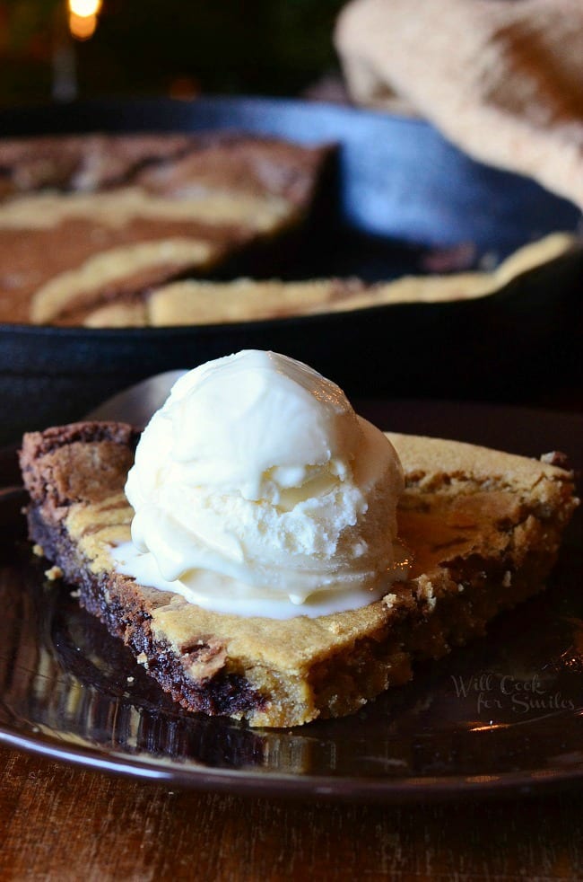 Skillet Cookie with ice cream on top
