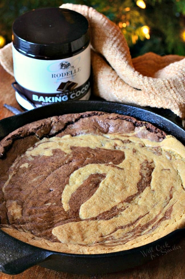 Marble Skillet Cookie in a cast iron pan 