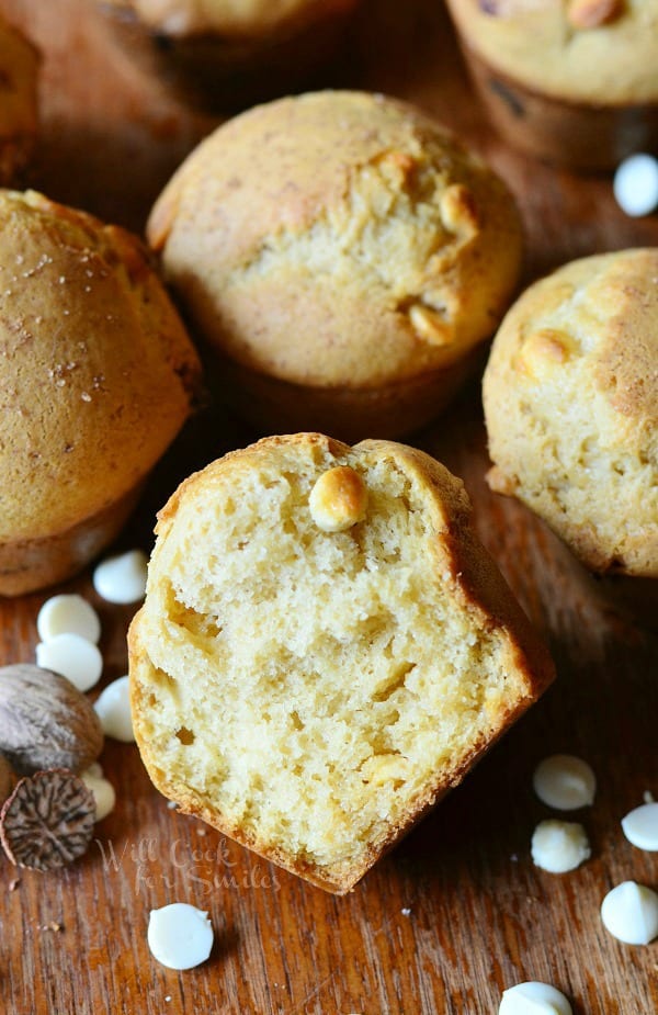 White Chocolate Chip Eggnog Muffins 4 from willcookforsmiles.com