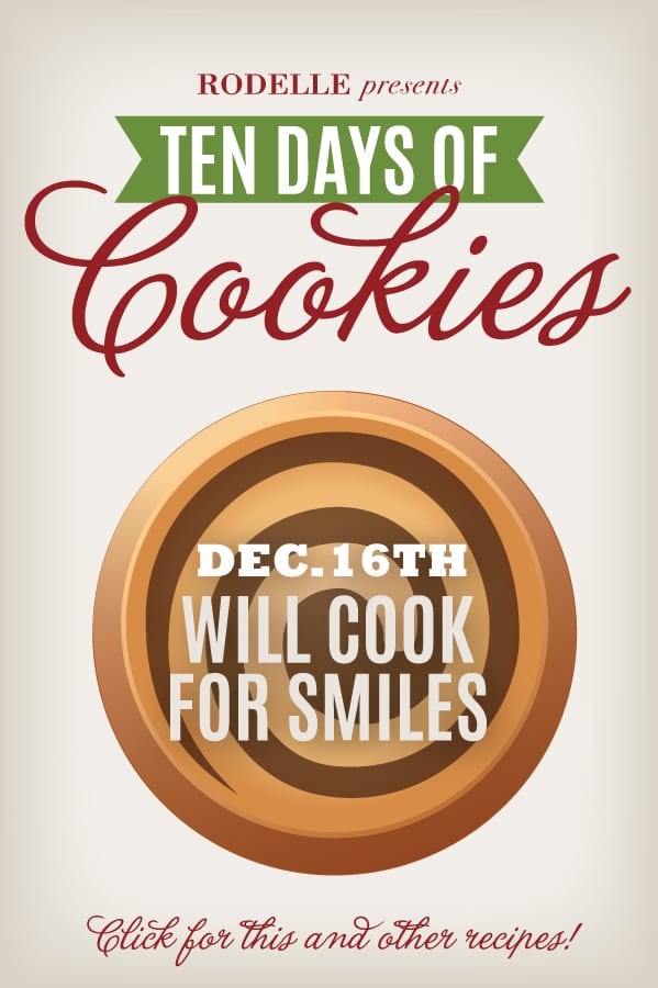 ten day of cookies pin with will cook for smiles on the cookie 
