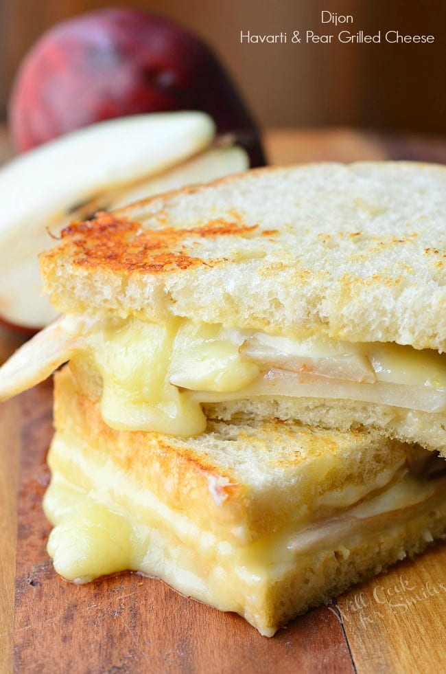 Dijon Havarti & Pear Grilled Cheese. Easy sandwich made with creamy Havarti cheese, sweet pear seared with honey and some Dijon mustard. | from willcookforsmiles.com