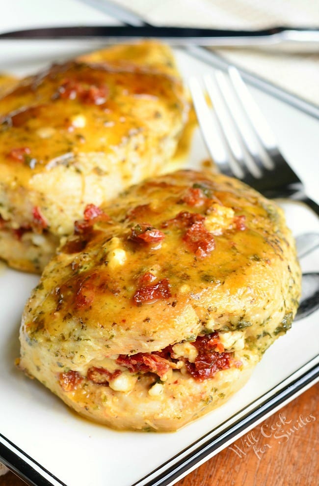 Sun Dried Tomato Feta Stuffed Chicken from willcookforsmiles.com