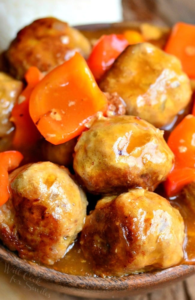 Sweet and Sour Turkey Meatballs from willcookforsmiles.com