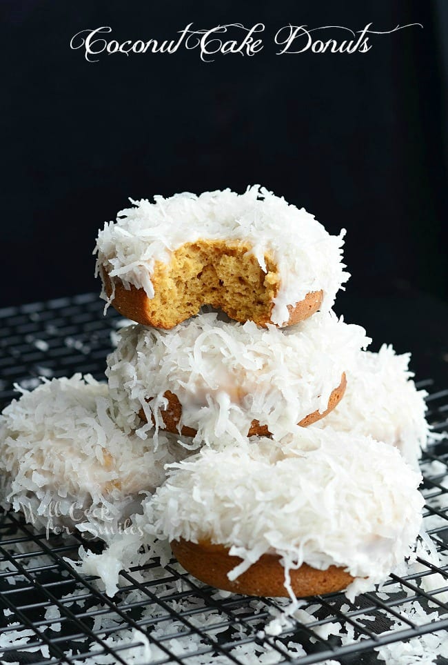 Baked Coconut Donuts that are infused in coconut flavors inside and out.