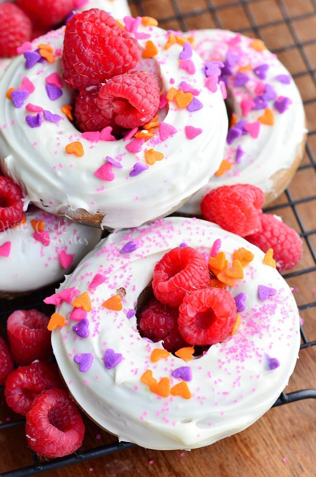 White Chocolate Covered Raspberry Donuts for the36thavenue.com from willcookforsmiles.com