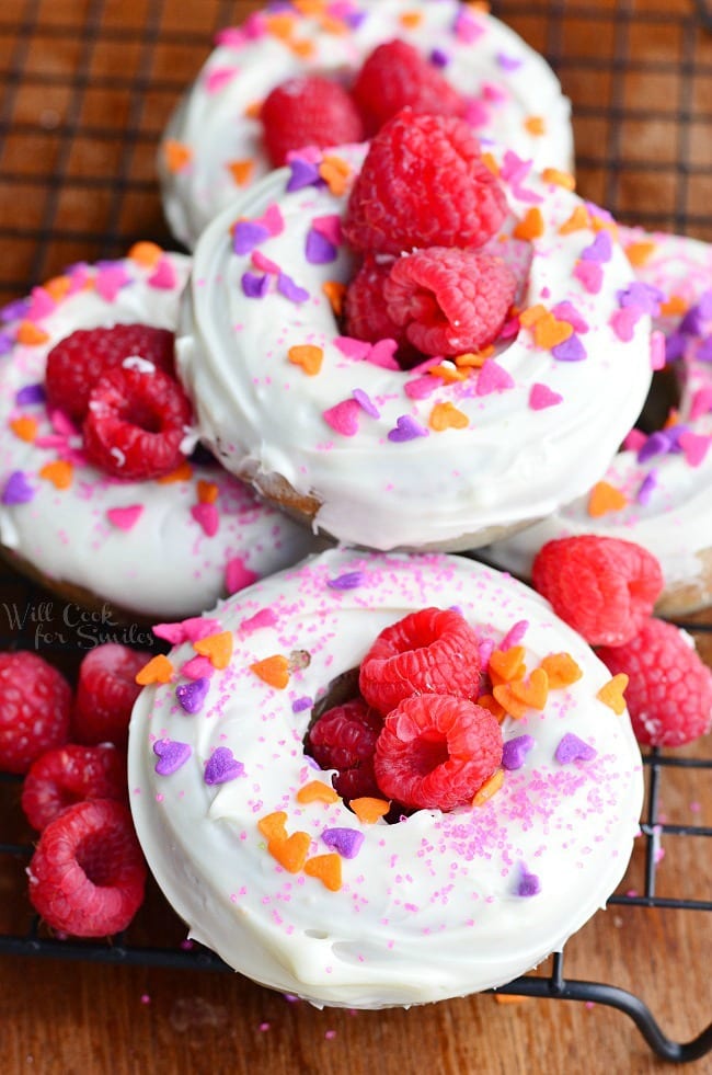 White Chocolate Covered Raspberry Donuts for the36thavenue.com from willcookforsmiles.com