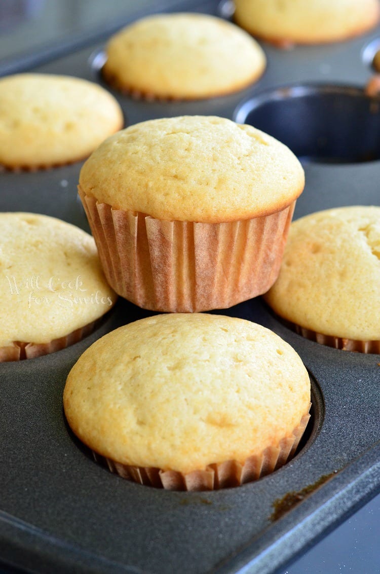 Cupcake Base for Maple Bacon Cupcakes in a cupcake tin 