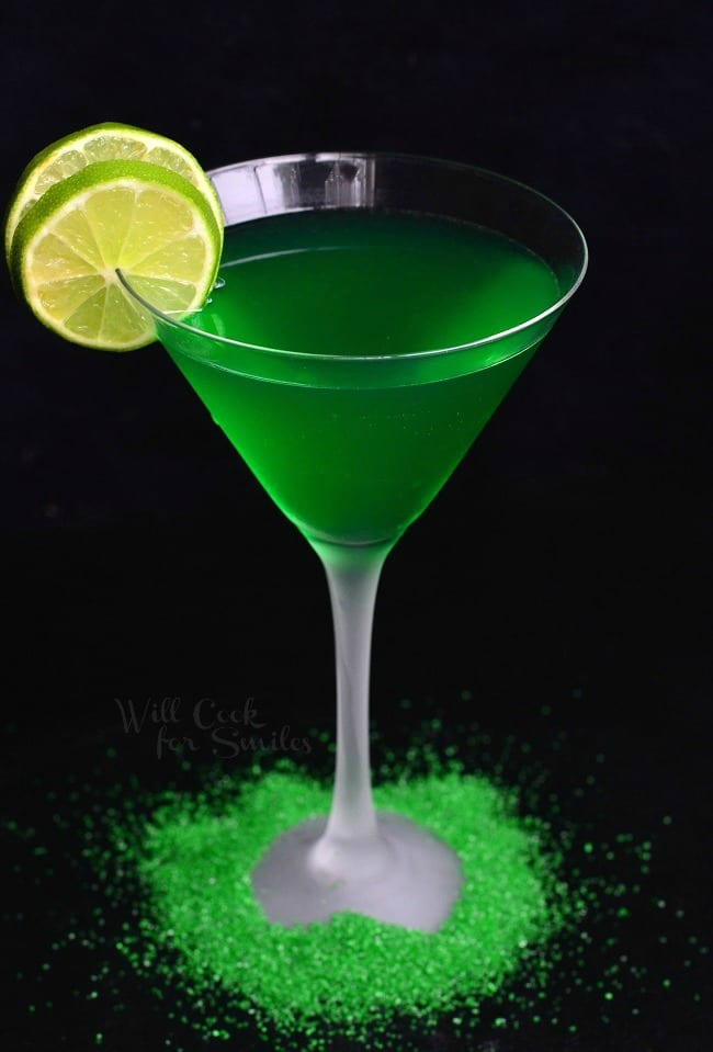 Lime Martini in a martini glass with lemon on the rim 