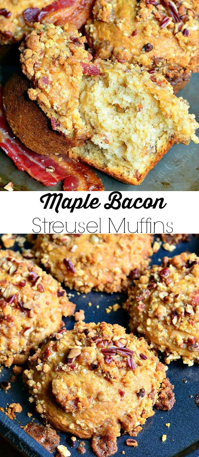 Maple Bacon Streusel Muffins collage 
