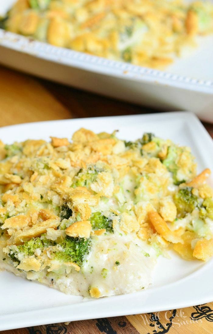 Broccoli Cheese Chicken on a plate 