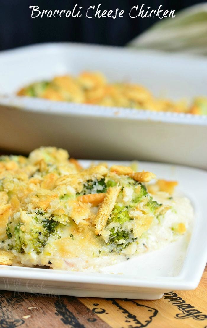 Broccoli Cheese Chicken on a plate 