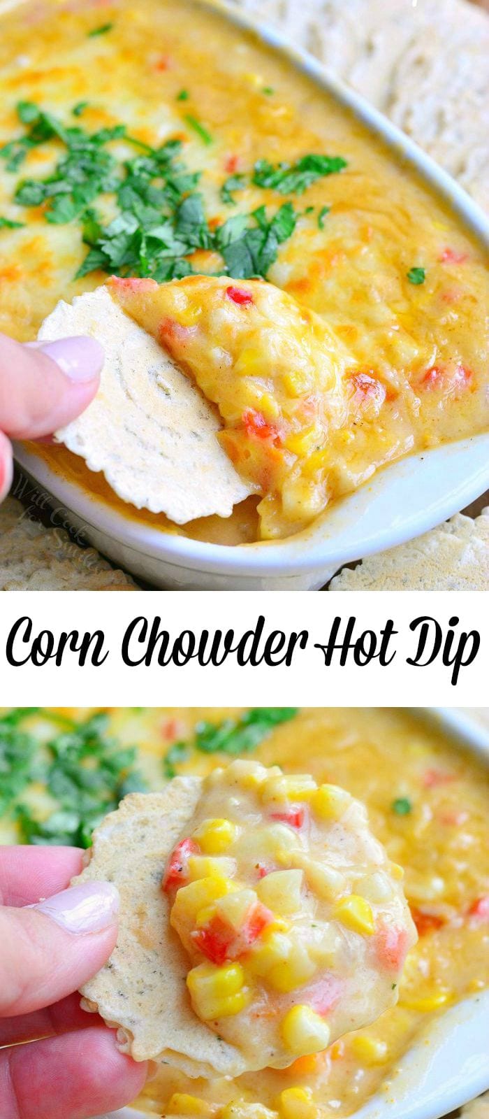 Corn Chowder Hot Dip collage 