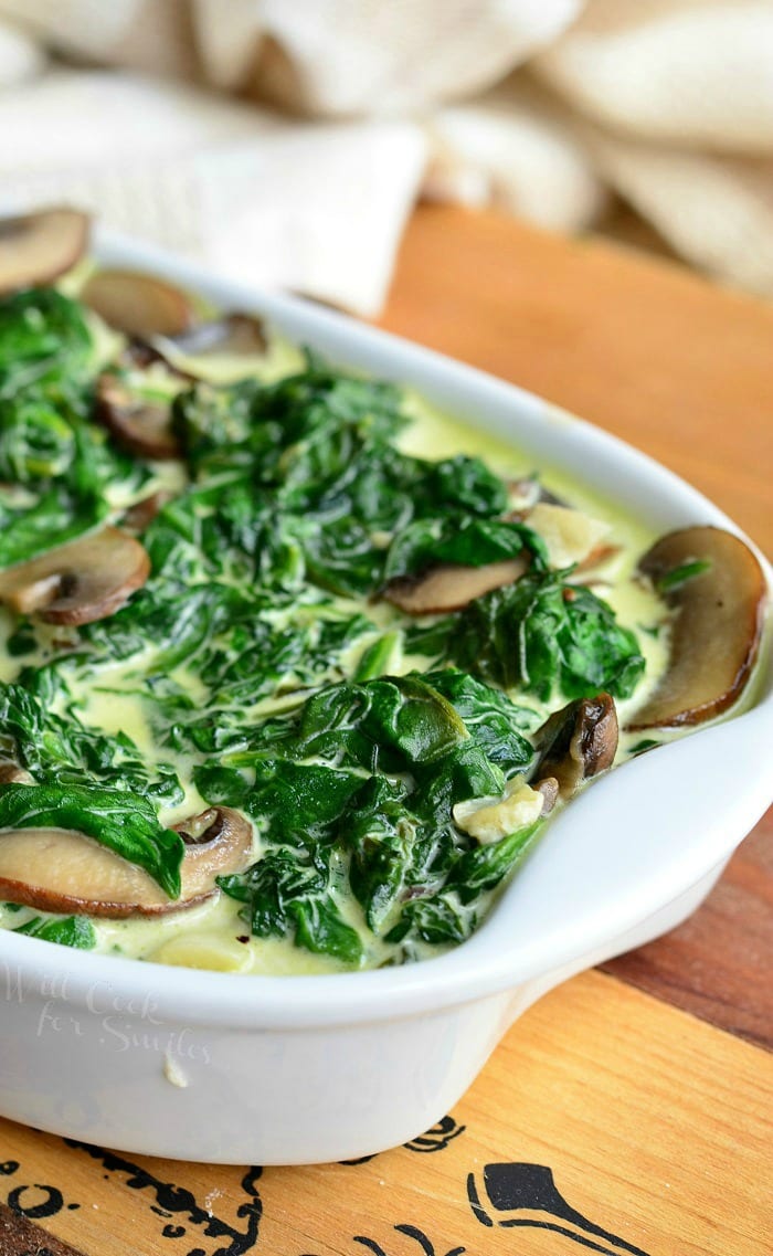 Creamed Spinach and Mushrooms in White Wine Sauce Will Cook For Smiles