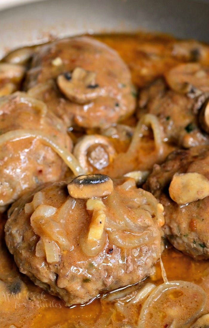 Salisbury Steak in a pan 