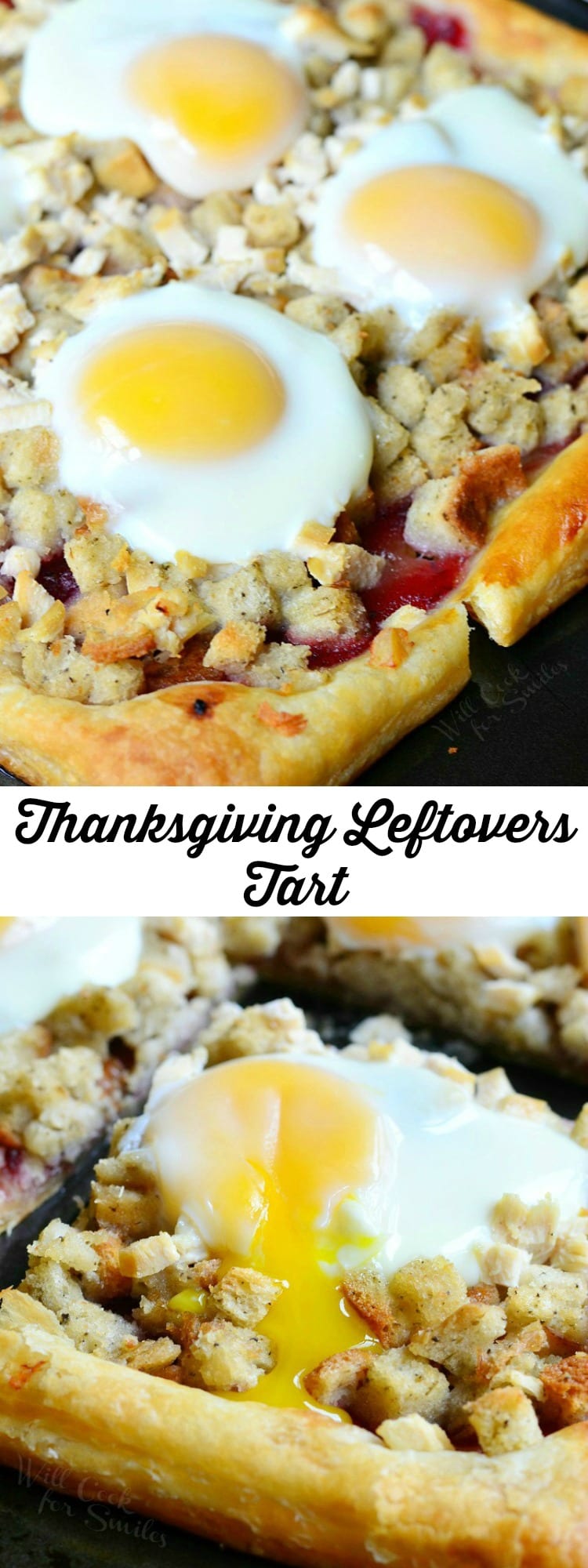 Thanksgiving Leftovers Tart (Turkey, Stuffing, Cranberry and Egg Tart) | from willcookforsmiles.com #pastry #brunch #breakfast