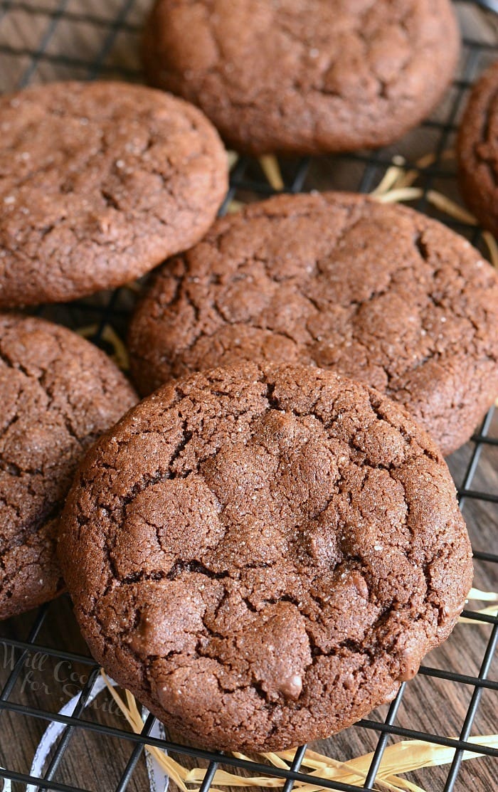 Chocolate Soft Gingersnaps on a cooling wrack 