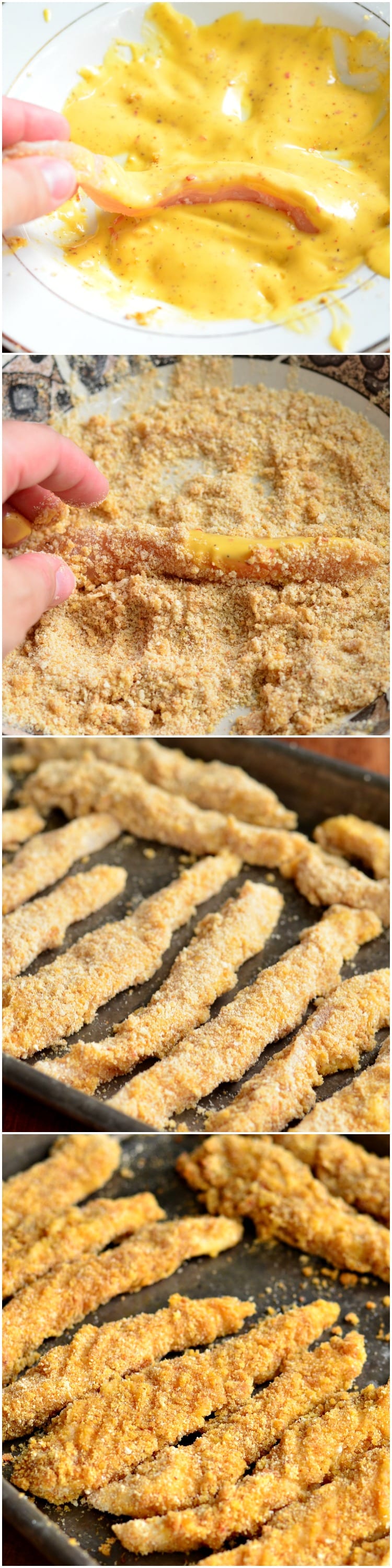 Easy Honey Mustard Baked Chicken Fries collage 