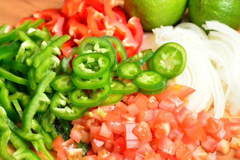 vegetables diced for salsa chicken