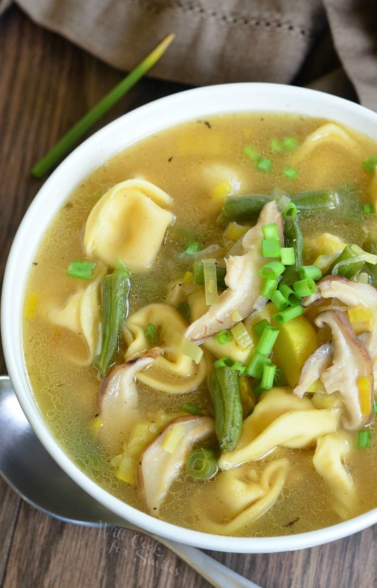 Vegetable Medley Tortellini Soup. Delicious flavor combination of veggies in a easy, satisfying soup that warms our body and soul. #soup