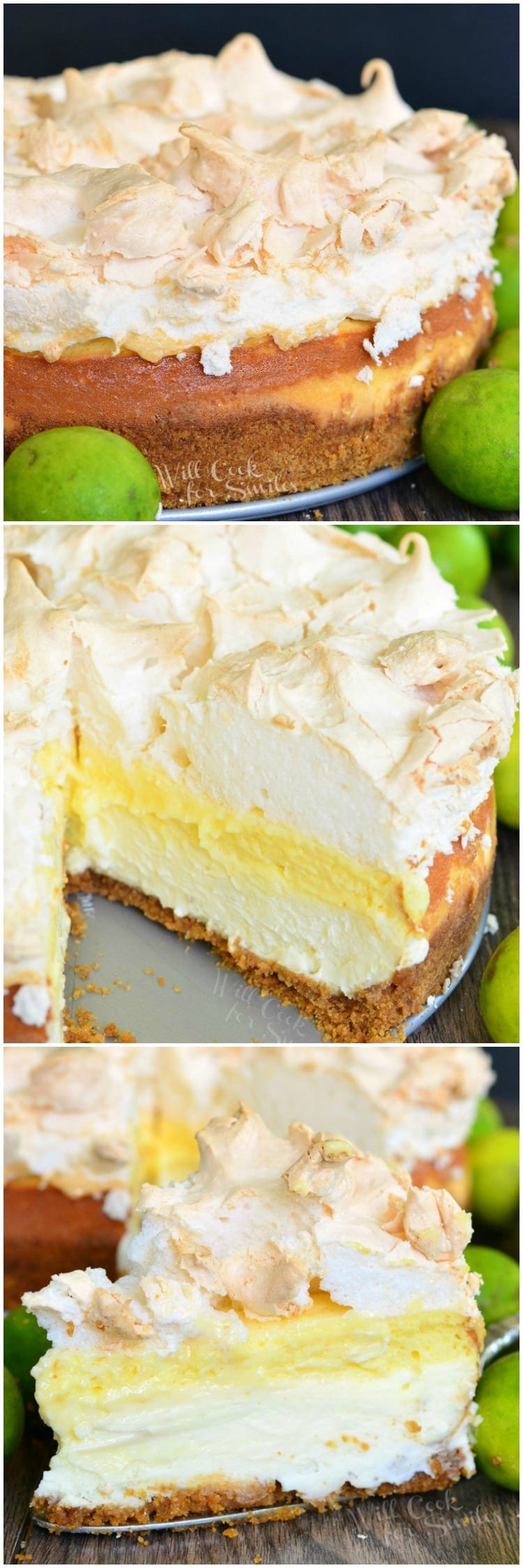 collage of steps to make Key Lime Pie Cheesecake