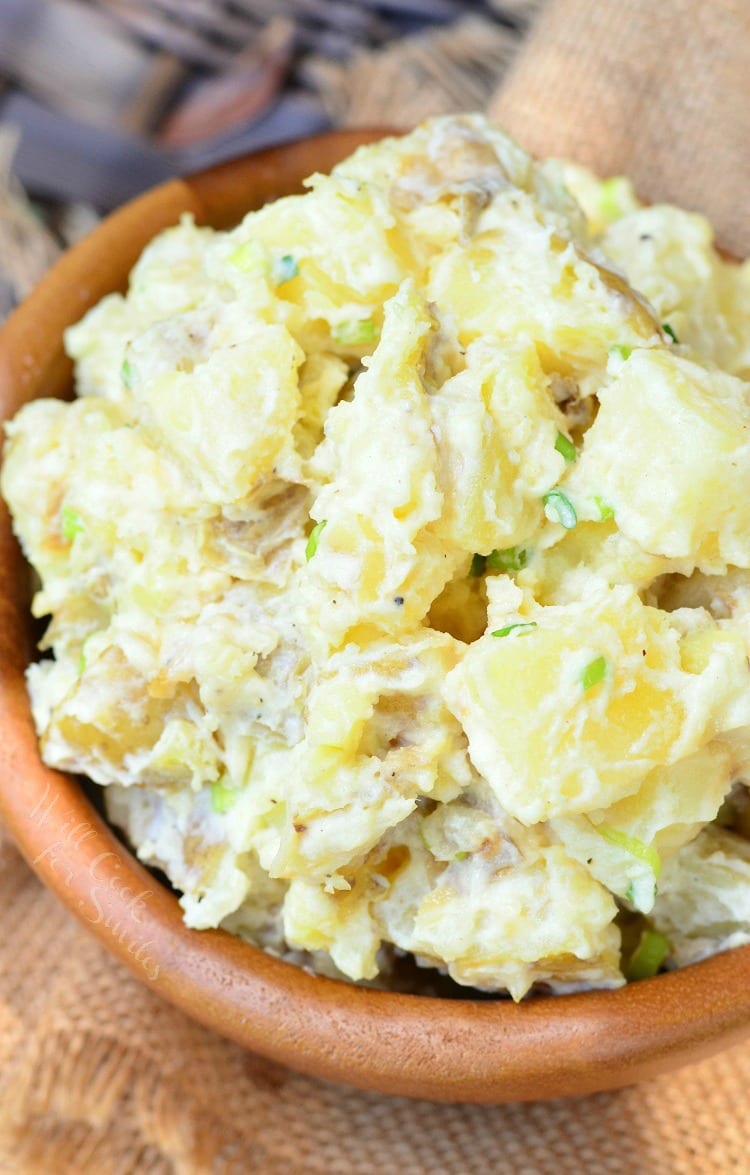 Top view Potato Salad in bowl 