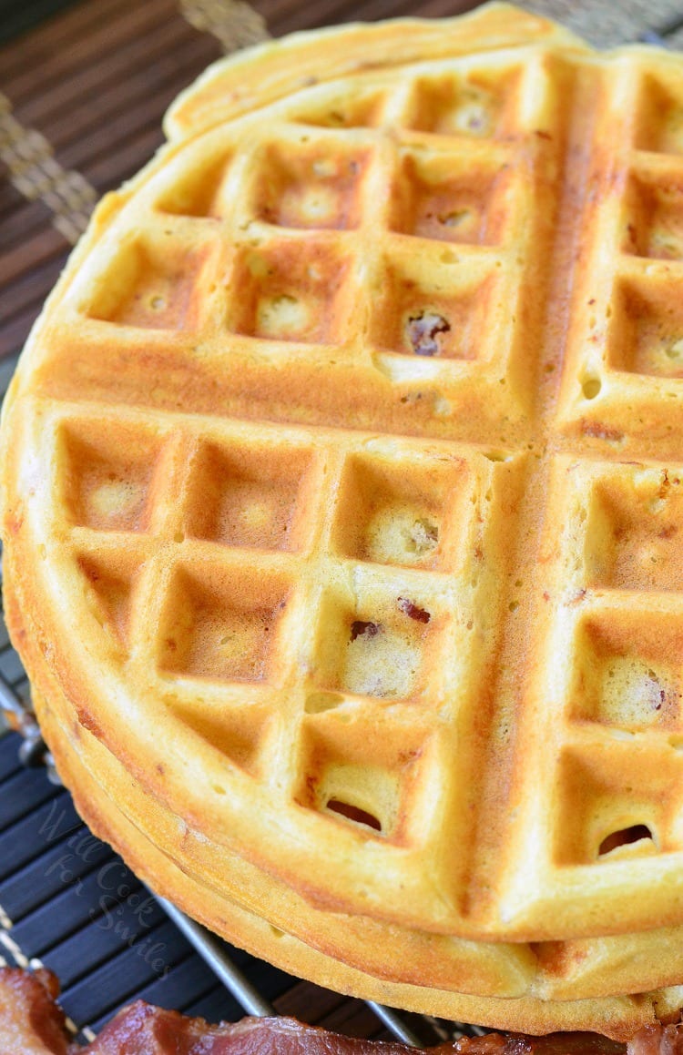 top view photo of Savory Bacon and Onion Waffles