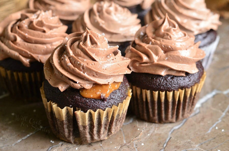 Chocolate Cupcakes with Salted Chocolate Buttercream 