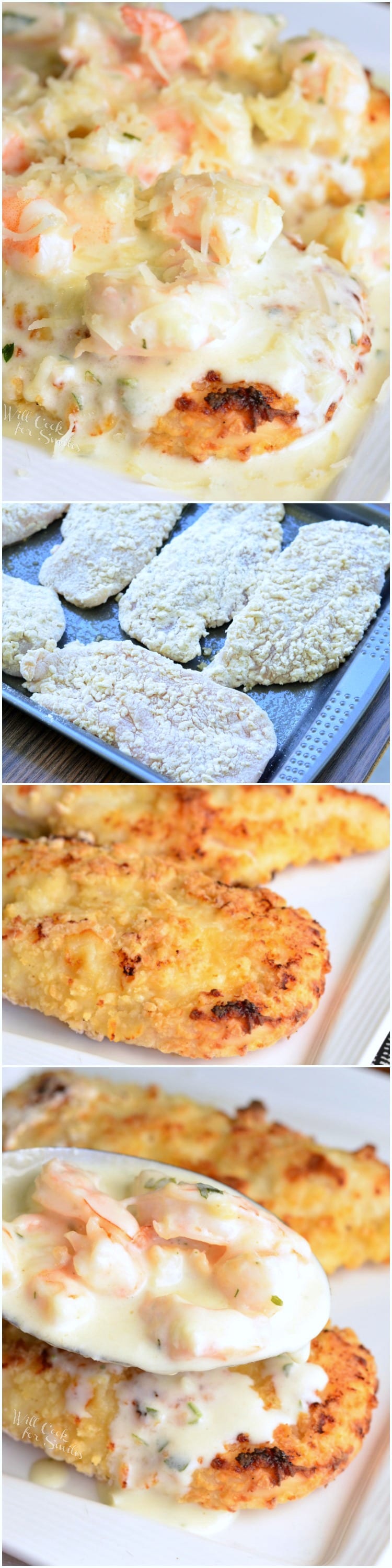 Oven Fried Chicken with Creamy Fontina Shrimp Sauce - Will Cook For Smiles