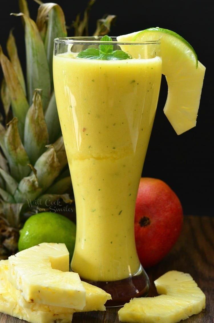 Pineapple Tropical Smoothie - A nice, cold smoothie fame with fresh pineapple, mango, mint and lime.