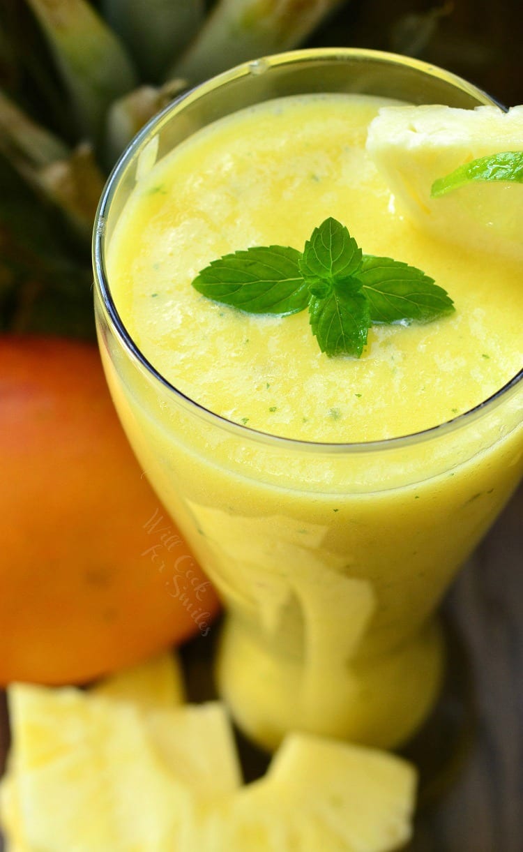 Pineapple Tropical Smoothie - A nice, cold smoothie fame with fresh pineapple, mango, mint and lime.