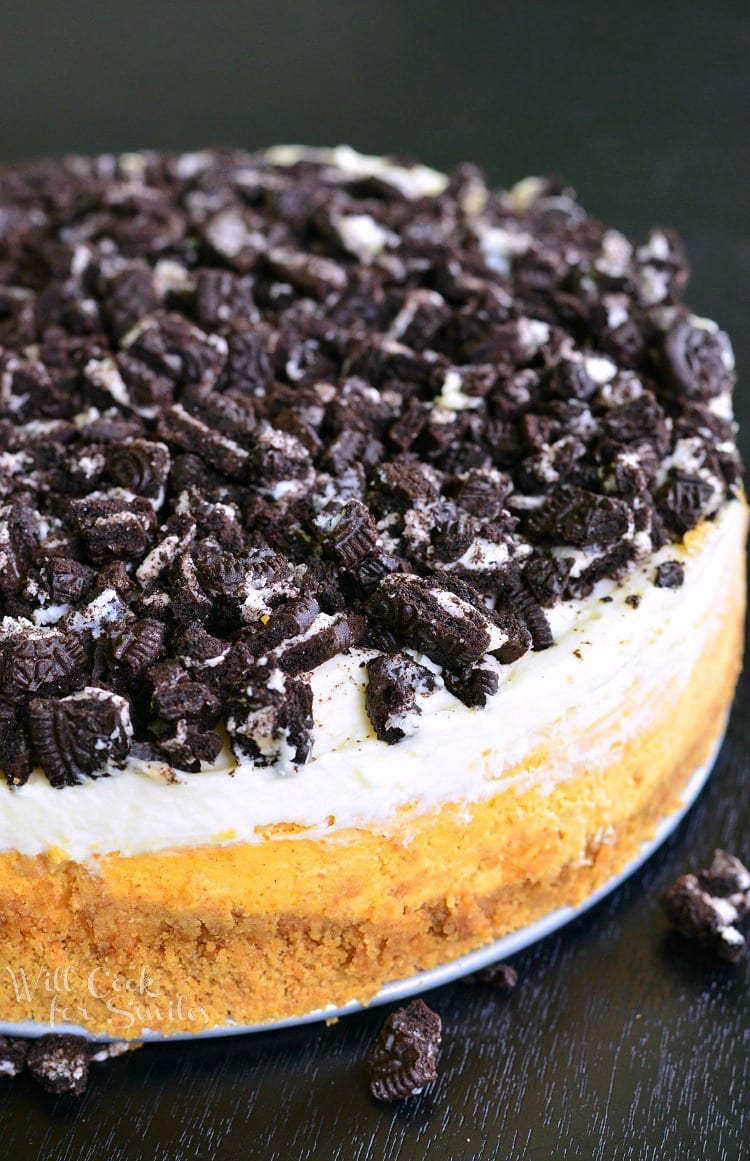 Layered Oreo Pumpkin Cheesecake