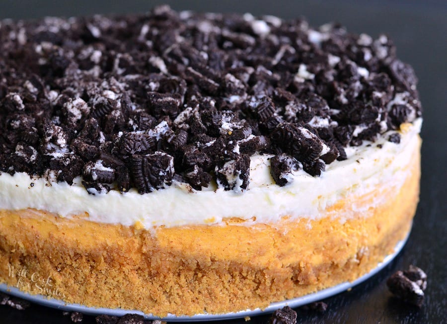 Layered Oreo Pumpkin Cheesecake horizonal picture 