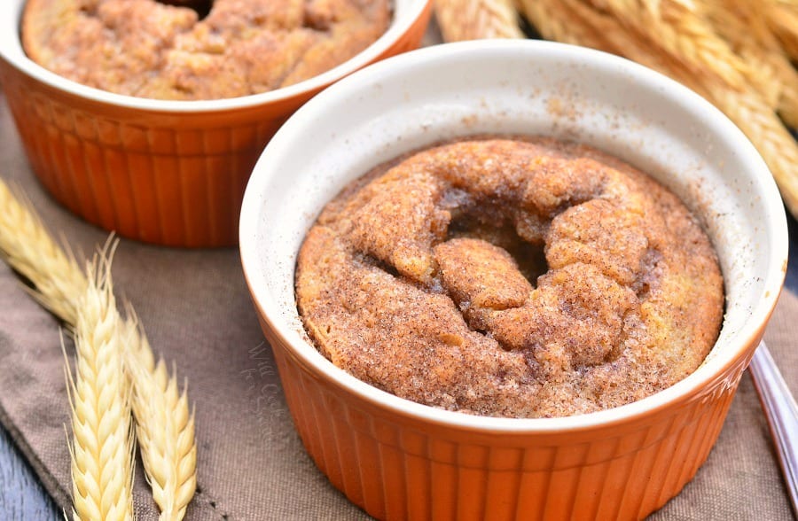 Pumpkin Spice Blondies in an orange ramekins