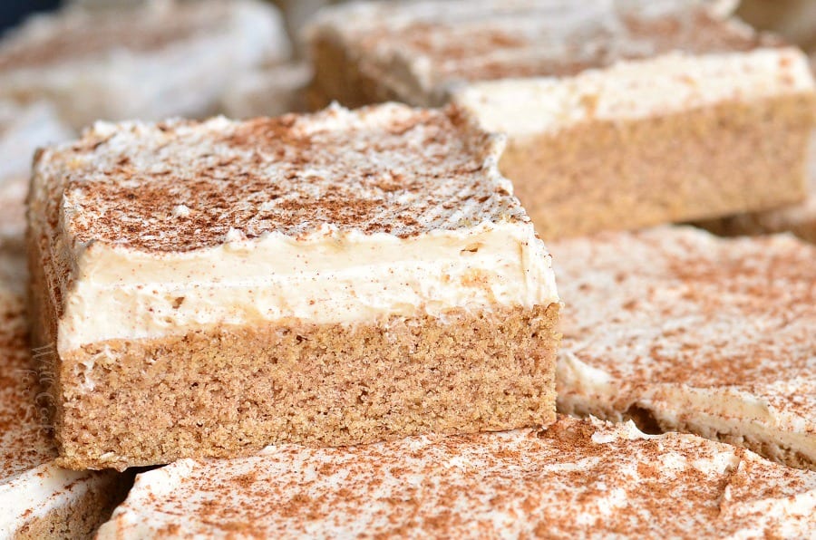 Close up of Cinnamon Brown Butter Sugar Cookie Bars 