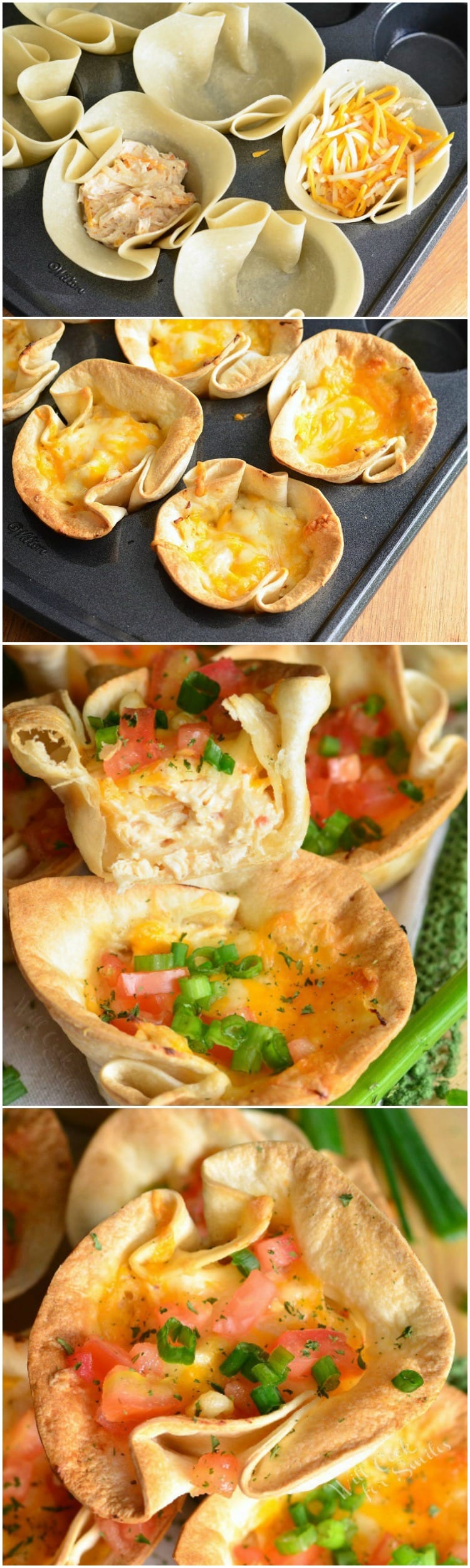 collage of enchilada cups