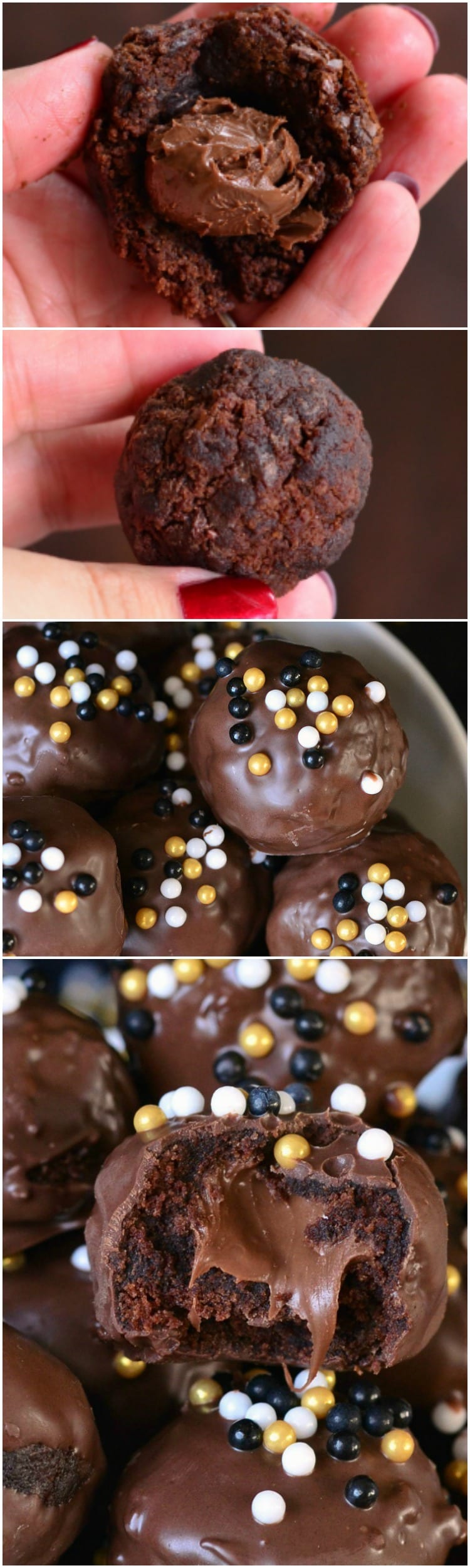 collage of steps on how to make brownie bites 
