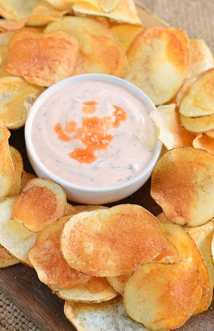 Homemade Potato Chips with Buffalo Ranch Dip. from willcookforsmiles.com