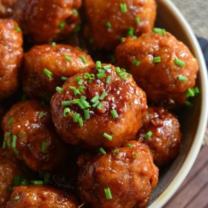 Honey Garlic Teriyaki Chicken Meatballs - Will Cook For Smiles