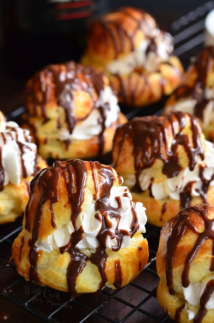 Baileys Cream Puffs on a cooling tray 