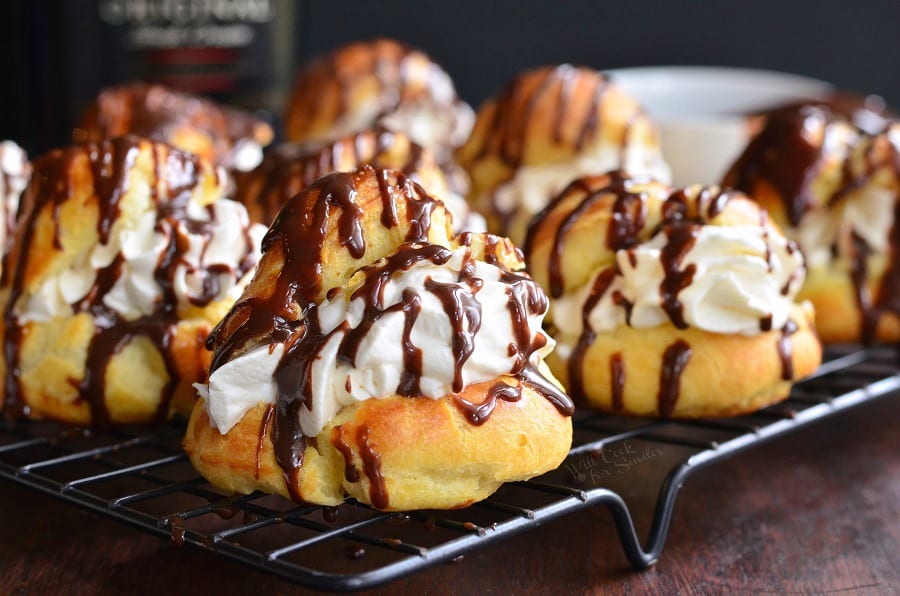 Baileys Cream Puffs on a cooling tray 
