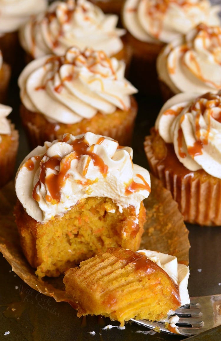 Salted Caramel Carrot Cake Cupcakes. from willcookforsmiles.com