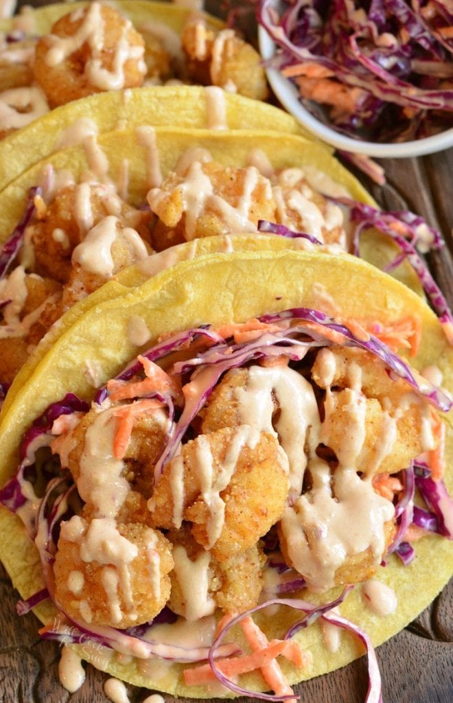 Chipotle Chili Crispy Shrimp Tacos Cripsy, Spicy, and Crunchy All In One