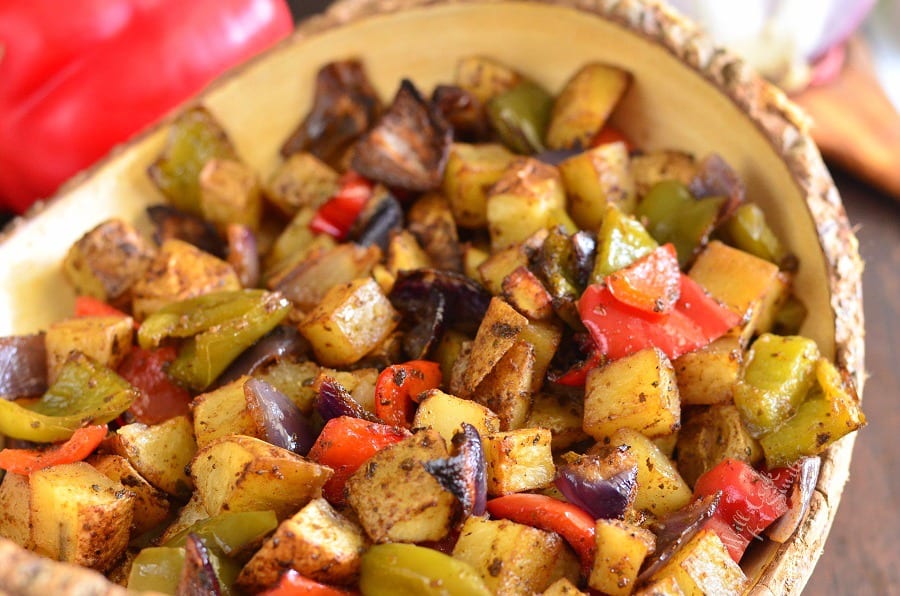 Southwest Roasted Potatoes in a yellow bowl 