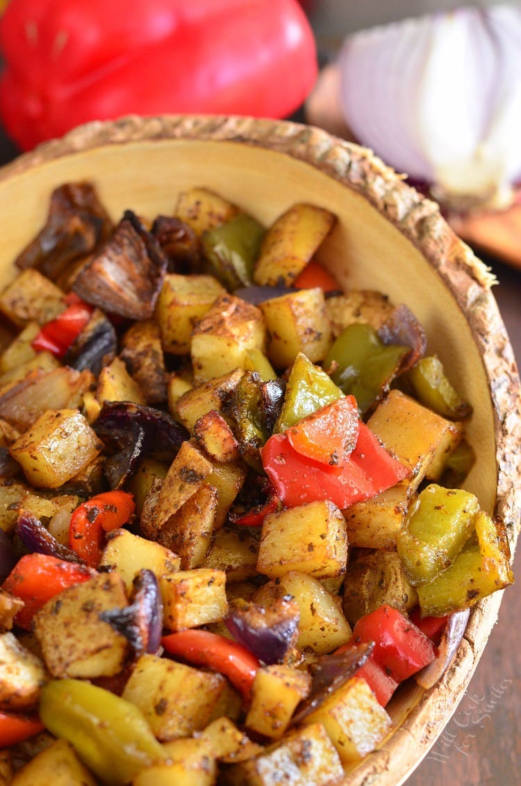 Southwest Roasted Potatoes in a yellow bowl 